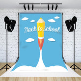 Aperturee - Blue Sky Cloud Flying Pencil Back To School Backdrop